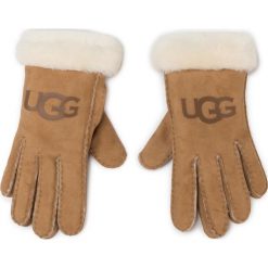 Rękawiczki damskie Ugg W Sheepskin Logo Glove 18691. Brązowe rękawiczki damskie Ugg, bez wzorów. Za 639,00 zł.