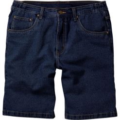 Bermudy dżinsowe z elastycznym paskiem po bokach Classic Fit bonprix ciemny denim. Niebieskie spodenki i szorty męskie bonprix, m, w paski, z jeansu. Za 69,99 zł.