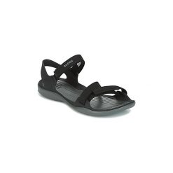 Sandały Crocs SWIFTWATER WEBBING SANDAL W. Czarne klapki damskie Crocs, bez wzorów, bez obcasa, bez zapięcia. Za 179,10 zł.