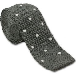 Stonowany, Dziergany Krawat Męski Knit - w Groszki - 5,5 cm - Alties, Szary KRALTS0120. Szare krawaty męskie Alties, w paski, z jeansu, sportowe. Za 44,00 zł.