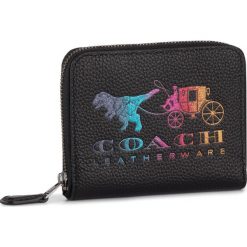 Mały Portfel Damski COACH - Rxy Crrg Sml Zip Ard 69813 Gm/Black Multi. Czarne portfele damskie Coach, bez wzorów, ze skóry. W wyprzedaży za 399,00 zł.