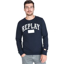 Replay Bluza Niebieski. Niebieskie bluzy męskie Replay, s, z nadrukiem, z bawełny, bez kołnierzyka, bez rękawów, bez kaptura. Za 412,95 zł.