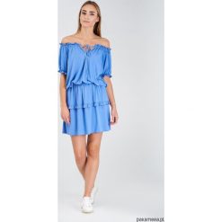 Sukienka Lea niebieska. Niebieskie sukienki damskie Pakamera, na lato, bez wzorów, bez kołnierzyka, bez rękawów, mini. Za 249,00 zł.