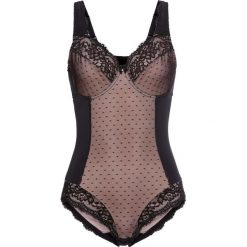 Body bonprix czarno-różowobrązowy. Czarne body damskie bonprix, w koronkowe wzory, z koronki. Za 89,99 zł.