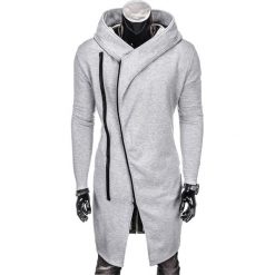 Bluzy męskie: BLUZA MĘSKA ROZPINANA Z KAPTUREM B753 – SZARA