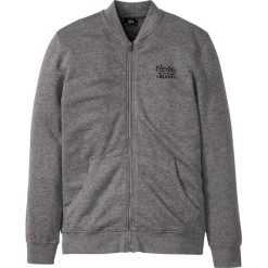 Bluza rozpinana "bejsbolówka" bonprix szary melanż z nadrukiem. Szare bluzy męskie bonprix, s, z nadrukiem, bez kaptura. Za 79,99 zł.