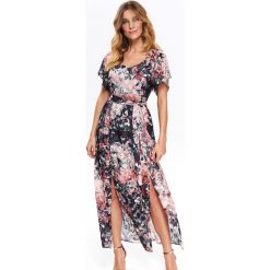 Sukienka damska w kwiaty. Różowe sukienki damskie Top Secret, na imprezę, na lato, w kwiaty, z tkaniny, eleganckie, z dekoltem w serek, z długim rękawem, długie, mini. W wyprzedaży za 199,99 zł.