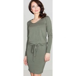 Zielona Wygodna Sukienka Midi z Troczkami w Talii. Zielone sukienki damskie Molly.pl, s, bez wzorów, z wiskozy, bez kołnierzyka, bez rękawów, długie, midi. Za 134,90 zł.