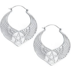 Mysterium® Winged Pentagram Hoops Kolczyki srebrny. Szare kolczyki damskie Mysterium®, srebrne. Za 489,90 zł.