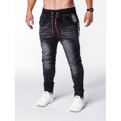Joggery męskie: SPODNIE MĘSKIE JEANSOWE JOGGERY P648 – CZARNE