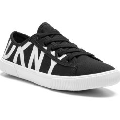 Tenisówki DKNY - Doni K4896969 Blk/Wht. Czarne półbuty damskie DKNY, bez wzorów, z gumy, bez zapięcia. W wyprzedaży za 279,00 zł.