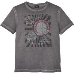 T-shirt z nadrukiem bonprix antracytowy "used". Szare t-shirty męskie bonprix, s, z nadrukiem, bez kołnierzyka. Za 44,99 zł.