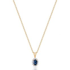 Zjawiskowy Wisiorek Złoty - złoto 585, Diament 0,006ct,szafir. Żółte zawieszki damskie z szafirem, złote. Za 759,00 zł.