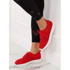 Buty sportowe czerwone DRADRA. Czerwone buty sportowe damskie FunKee.pl, bez wzorów, z tkaniny, sportowe. Za 91,99 zł.