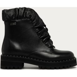 Liu Jo - Workery skórzane. Czarne workery damskie Liu Jo, ze skóry, z okrągłym noskiem, bez obcasa, na obcasie, na zamek. Za 1139,00 zł.