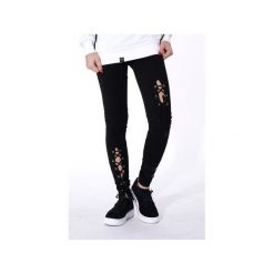 LACE UP LEGGINGS. Czarne legginsy damskie Mar.ska, s, w paski, z elastanu. Za 170,00 zł.