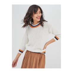 Sweter damski. Szare swetry damskie Promod, bez wzorów, z dzianiny, eleganckie, z długim rękawem, długie, bez kaptura. Za 97,50 zł.