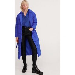Długi ocieplany płaszcz - Niebieski. Niebieskie płaszcze damskie Reserved, s, bez wzorów, długie. Za 299,99 zł.