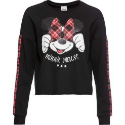 Bluza dresowa bonprix czarny. Czarne bluzy damskie bonprix, z nadrukiem, z dresówki, bez rękawów, bez kaptura. Za 79,99 zł.