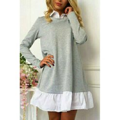 Sukienka EDONA GREY. Szare sukienki damskie IVET, na co dzień, bez wzorów, bez kołnierzyka, z krótkim rękawem, krótkie, mini. W wyprzedaży za 49,00 zł.