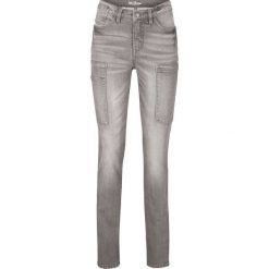 Dżinsy bojówki STRAIGHT bonprix szary. Szare jeansy damskie bonprix, z jeansu. Za 129,99 zł.