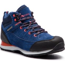Trekkingi ELBRUS - Pissis Mid Wp Light Navy/Watermelon Red/Navy. Niebieskie trapery damskie ELBRUS, ze skóry, bez obcasa, bez zapięcia. W wyprzedaży za 209,00 zł.