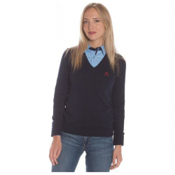 Polo Club C.H..A Sweter Damski Xl Ciemnoniebieski. Szare swetry klasyczne damskie Polo Club C.H..A, xl, dekolt w kształcie v. W wyprzedaży za 239,00 zł.