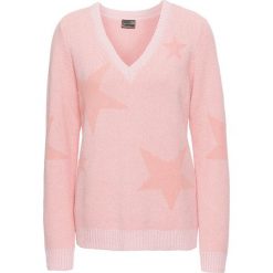 Swetry klasyczne damskie: Sweter bonprix łososiowo-koralowy melanż
