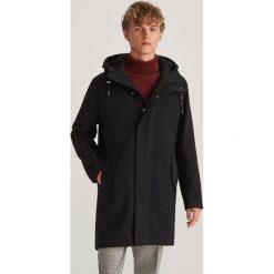 Parka z domieszką wełny - Czarny. Czarne parki męskie Reserved, xl, bez wzorów, z wełny, bez kaptura. Za 399,99 zł.