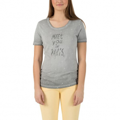 Koszulka "Paris" w kolorze szarym. Szare t-shirty damskie Timezone, xs, z bawełny, z okrągłym kołnierzem. W wyprzedaży za 58,95 zł.