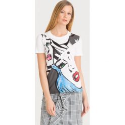 T-SHIRT BENARES Sportmax Code. Niebieskie t-shirty damskie Sportmax Code, s, z nadrukiem, z materiału, z okrągłym kołnierzem. Za 317,40 zł.