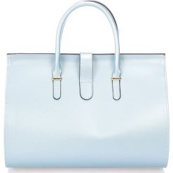Torebki klasyczne damskie: Skórzana torebka w kolorze błękitnym – 33 x 35 x 18 cm