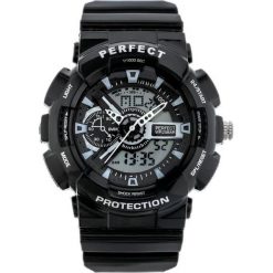 Zegarek Perfect ZEGAREK MĘSKI PERFECT SHOCK (zp219c) - black/white uniwersalny. Czarne zegarki męskie Perfect. Za 75,00 zł.