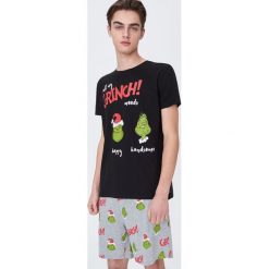 Dwuczęściowa piżama Grinch - Czarny. Czarne piżamy męskie Sinsay, s, bez wzorów, bez rękawów. Za 49,99 zł.