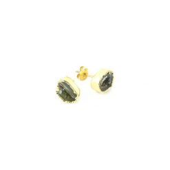Earrings Agat Druza Khaki złoto. Zielone kolczyki damskie Brazi druse jewelry, z agatem, złote, na sztyftcie. Za 170,00 zł.