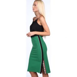 Spódniczka midi z lampasem zielona 22471. Zielone spódniczki damskie Fasardi, s, bez wzorów, midi. Za 49,00 zł.