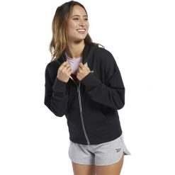 REEBOK TRAINING ESSENTIALS FULL-ZIP HOODIE > FK6646. Bluzy damskie Reebok, l, bez wzorów, z bawełny, bez rękawów, długie, bez kaptura. Za 199,99 zł.