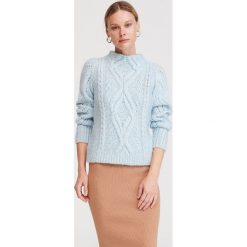 Sweter z ażurowym wzorem - Niebieski. Niebieskie swetry damskie Reserved, s, bez wzorów, bez rękawów, bez kaptura. Za 119,99 zł.