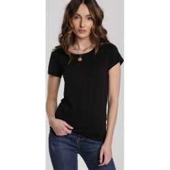 Czarny T-shirt Ariema. Czarne bluzki damskie Renee, s, bez wzorów, z dzianiny, z okrągłym kołnierzem, z krótkim rękawem. Za 29,99 zł.