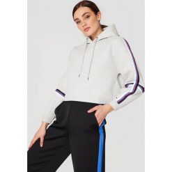 Tommy Hilfiger Bluza z kapturem Tape - Grey. Szare bluzy damskie TOMMY HILFIGER, bez wzorów, z długim rękawem, długie, z kapturem. Za 445,95 zł.