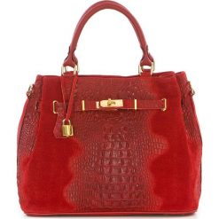 Torebki klasyczne damskie: Skórzana torebka w kolorze czerwonym – 33 x 28 x 17 cm