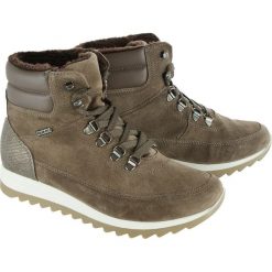 MANITU 991083-8 taupe, śniegowce damskie. Śniegowce damskie Manitu, ze skóry, na sznurówki. Za 389,90 zł.