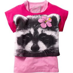 Bluzki dziewczęce: Shirt "boxy" + top (2 części) bonprix ciemnoróżowo-jasnoróżowy szop pracz