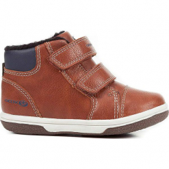 Sneakersy "Flick" w kolorze brązowym. Brązowe trampki chłopięce marki geox kids, z gumy. W wyprzedaży za 117,95 zł.