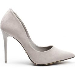 Szpilki damskie (38). Szare szpilki IDEAL, bez wzorów, z zamszu, eleganckie, bez obcasa, na szpilce, bez zapięcia. Za 69,00 zł.