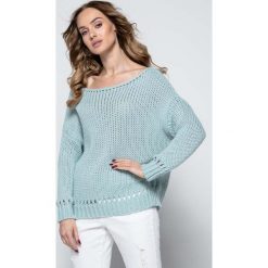 Pistacjowy Milutki Sweter z Ażurowymi Wstawkami. Brązowe piżamy damskie marki Molly.pl, uniwersalny, bez wzorów, z jeansu, biznesowe, bez rękawów, długie, bez kaptura. Za 119,90 zł.