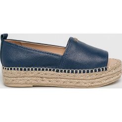 DKNY - Espadryle. Niebieskie espadryle damskie DKNY, bez wzorów, ze skóry, bez obcasa, na obcasie. W wyprzedaży za 399,90 zł.