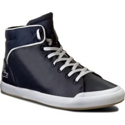 Sneakersy LACOSTE - Lancelle Hi Top 316 1 SPW 7-32SPW0166003 Nvy. Niebieskie półbuty damskie Lacoste, na co dzień, bez wzorów, ze skóry, bez obcasa, na płaskiej podeszwie, bez zapięcia. W wyprzedaży za 259,00 zł.