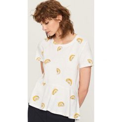 Bluzki, topy, tuniki: T-shirt z falbanką – Wielobarwn