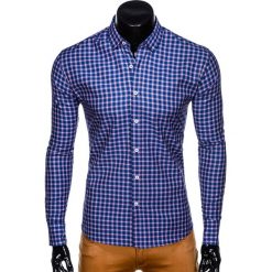 KOSZULA MĘSKA W KRATĘ Z DŁUGIM RĘKAWEM K438 - GRANATOWA/CZERWONA. Czerwone koszule męskie Ombre Clothing, s, bez wzorów, z bawełny, bez kołnierzyka, z długim rękawem. Za 39,00 zł.